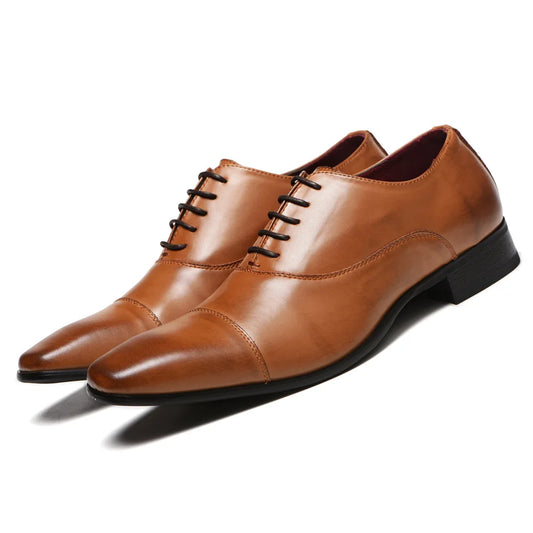Fashionable Men's Leather Oxford Shoes for Wedding and Formal Events