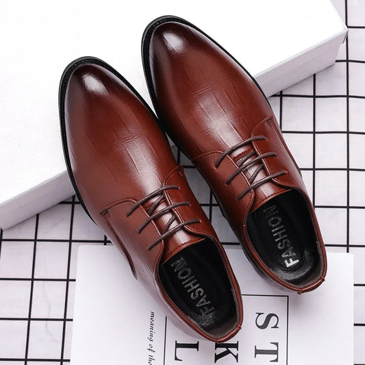 Luxury Men's Pointed Toe Leather Dress Shoes for Formal Business & Social Events