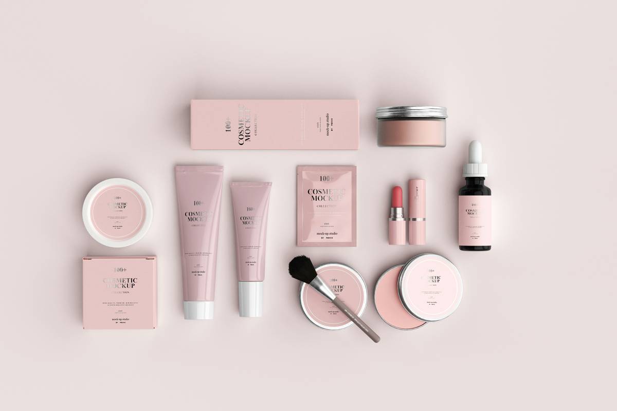 A hand holding a compact of mineral foundation labeled as makeup with skincare ingredients, showing clean, hydrated skin underneath